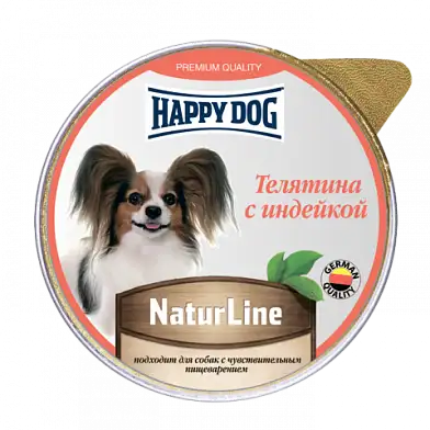 Happy dog Natur Line влажный корм паштет для собак телятина с индейкой (ламистер)