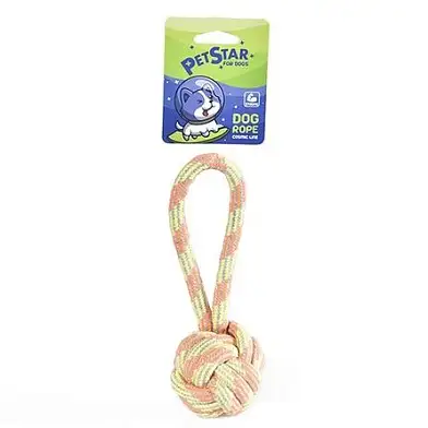 PetStar игрушка для собак МЯЧ с веревкой беж., текстиль