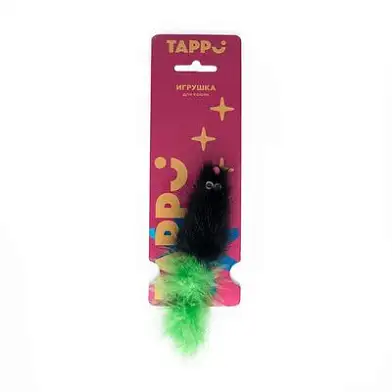 Tappi "Саваж" игрушка для кошек мышь из натурального меха норки с хвостом из пера марабу
