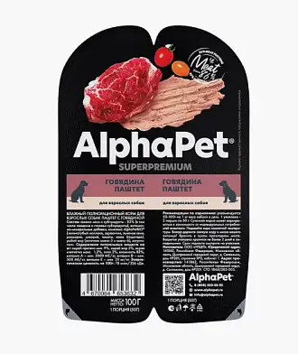 AlphaPet Superpremium влажный корм для собак с говядиной, в ламистерах